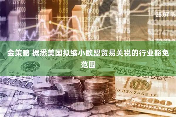 金策略 据悉美国拟缩小欧盟贸易关税的行业豁免范围